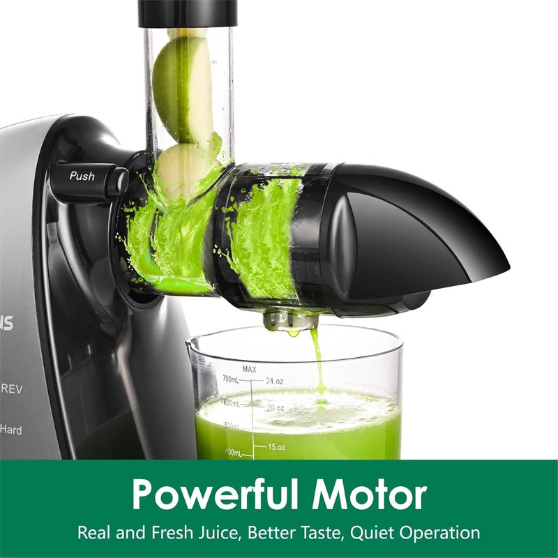 BRECIOUS Slow Masticating Juicer, Cold Press Juicers with 2 Speed Modes & Quiet Motor,Juicers Machines Vegetable and Fruit with Reverse Function,Celery Juicer,BPA-Free,Easy to Clean (Silver) - Image 3
